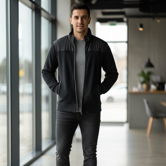 INC International Concepts Black Full-Zip Hybrid Jacket Large - Picture 6 of 7